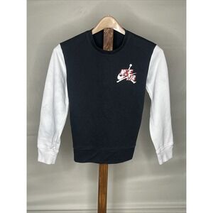 Kids Jordan Sweatshirt Black White Nike Air Logo Crew Neck Size Medium 10-12